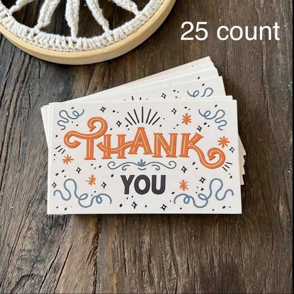 3/$20📦 25 Thank You cards for orders - orange and blue - Picture 1 of 3